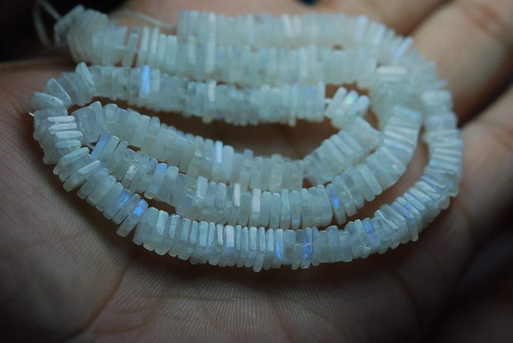 16 Inch Strand, Super Finest-Quality-Aaa Blue Fire Moonstone Heishi Cut Square Beads, 4-5mm Size - Jalvi & Co.