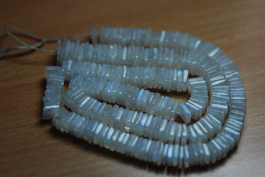 16 Inch Strand, Super Finest-Quality-Aaa Blue Fire Moonstone Heishi Cut Square Beads, 4-5mm Size - Jalvi & Co.