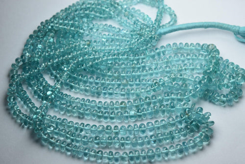16 Inch Strand, Super Finest-Quality-Sky Blue Apatite Smooth Rondelles, 4.5-7mm Size - Jalvi & Co.