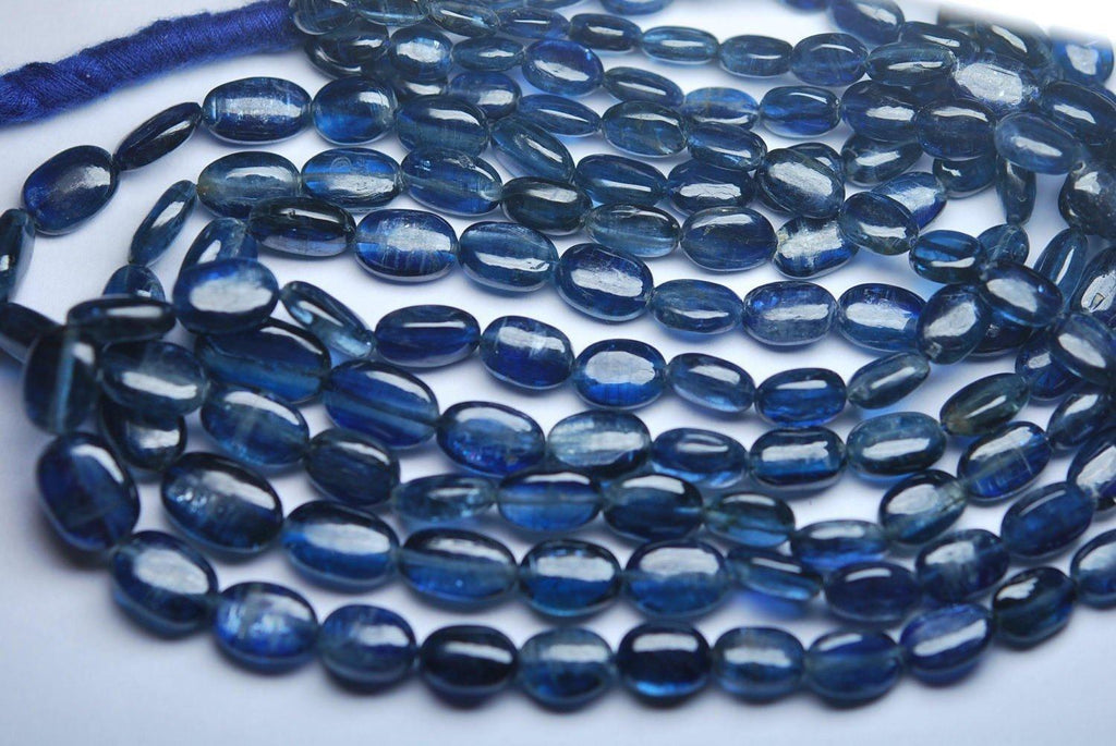 16 Inch Strand Superb-Finest Quality Blue Kyanite Smooth Oval Nuggets , 8-6mm Size - Jalvi & Co.