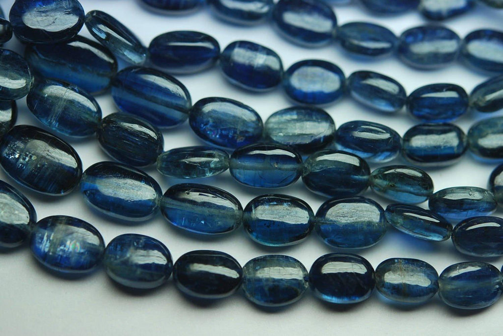 16 Inch Strand Superb-Finest Quality Blue Kyanite Smooth Oval Nuggets , 8-6mm Size - Jalvi & Co.