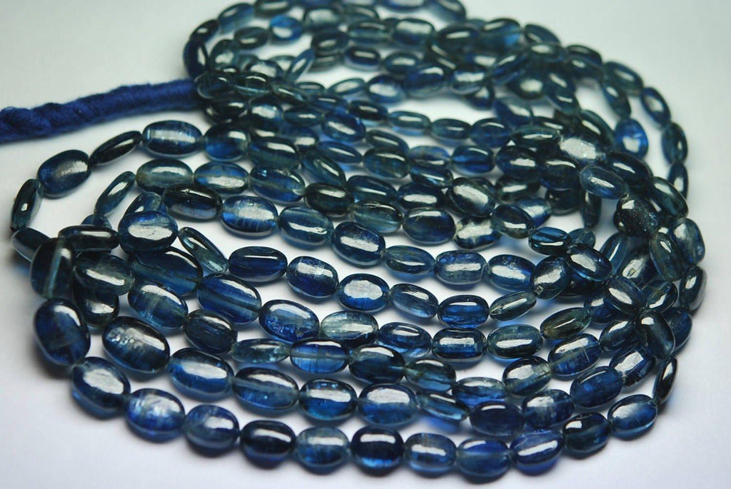 16 Inch Strand Superb-Finest Quality Blue Kyanite Smooth Oval Nuggets , 8-6mm Size - Jalvi & Co.