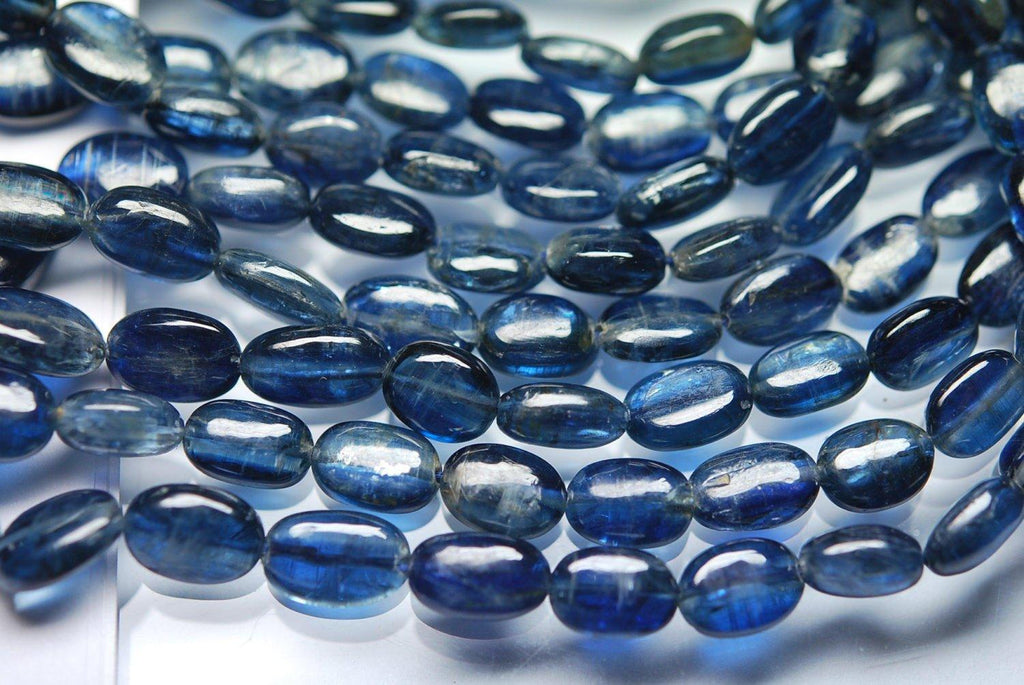 16 Inch Strand Superb-Finest Quality Blue Kyanite Smooth Oval Nuggets , 8-6mm Size - Jalvi & Co.