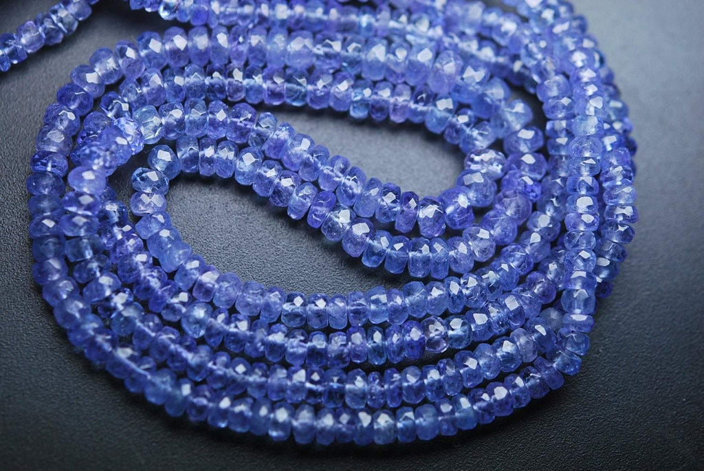 16 Inch Strand,Super Finest, Super Rare, Natural Tanzanite Micro Faceted Rondells, 3-4mm Size, - Jalvi & Co.