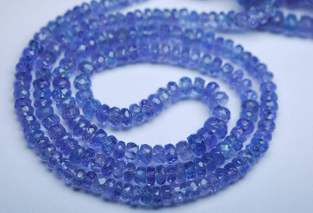 16 Inch Strand,Super Finest, Super Rare, Natural Tanzanite Micro Faceted Rondells, 3-4mm Size, - Jalvi & Co.