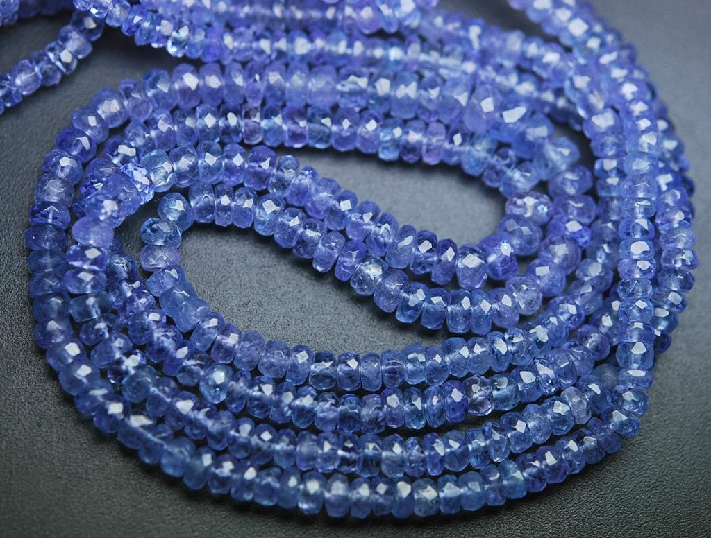 16 Inch Strand,Super Finest, Super Rare, Natural Tanzanite Micro Faceted Rondells, 3-4mm Size, - Jalvi & Co.