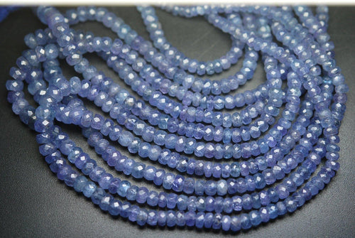 16 Inch Strand,Super Finest, Super Rare,Tanzanite Micro Faceted Rondells, 3.5-5.5mm Size, - Jalvi & Co.