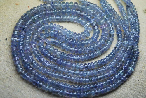 16 Inch Strand,Super Finest, Super Rare,Tanzanite Smooth Rondells, 3-5mm Size, - Jalvi & Co.