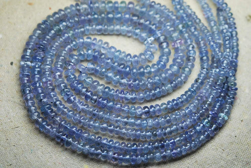 16 Inch Strand,Super Finest, Super Rare,Tanzanite Smooth Rondells, 3-5mm Size, - Jalvi & Co.