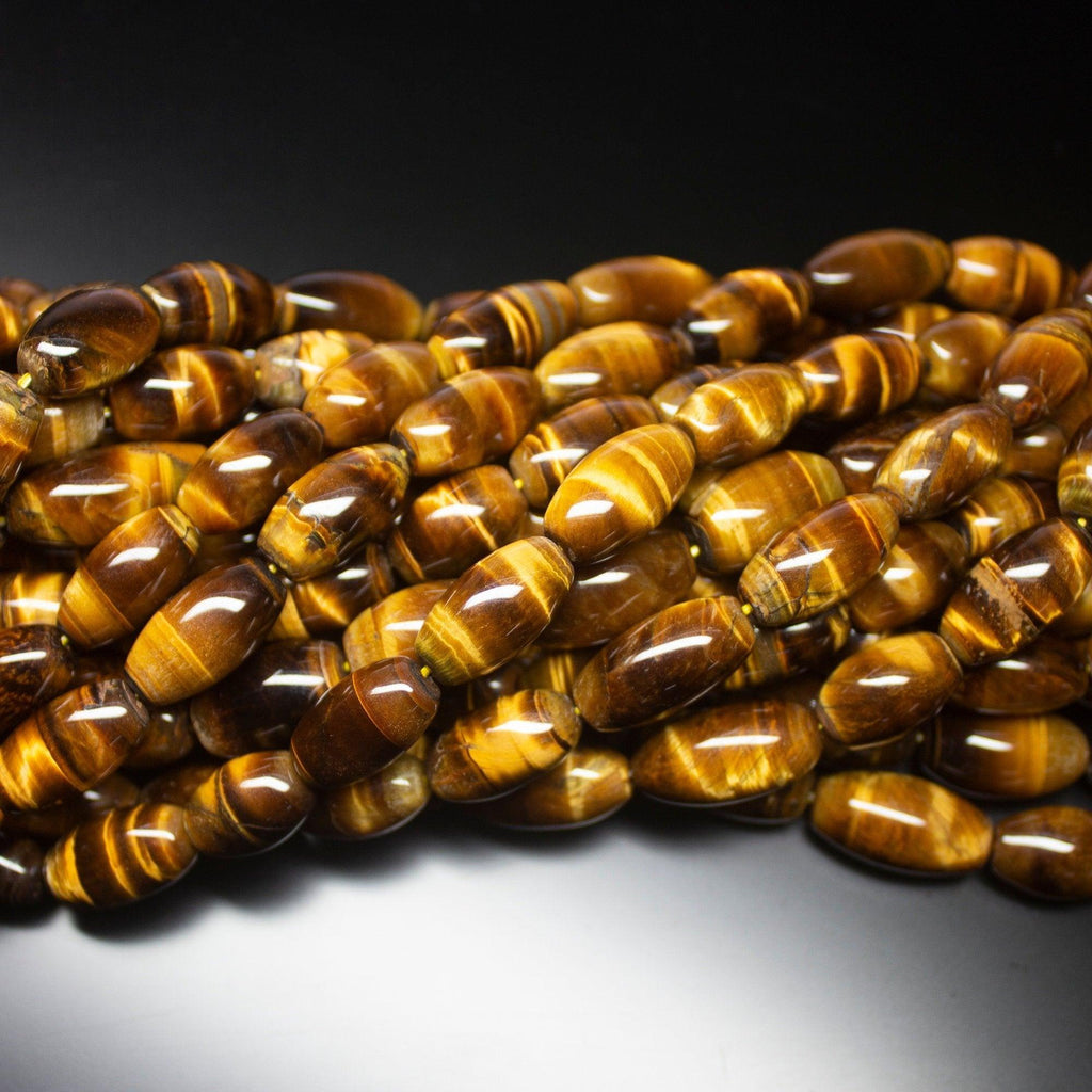 16 inches, 15-17mm, Tiger's Eye Plain Puff Marquise Barrel Loose Gemstone Beads, Tiger's Eye Beads - Jalvi & Co.