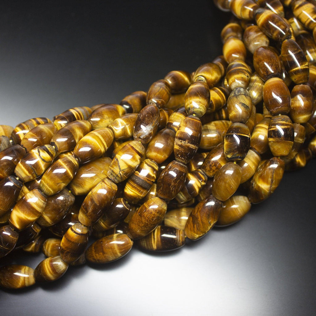 16 inches, 15-17mm, Tiger's Eye Plain Puff Marquise Barrel Loose Gemstone Beads, Tiger's Eye Beads - Jalvi & Co.