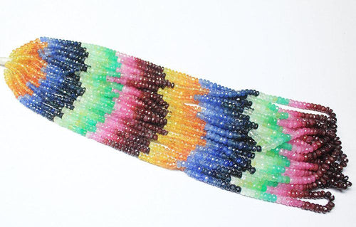 16 inches, 3mm, Ruby Emerald Sapphire Faceted Rondelle Loose Gemstone Beads, Multi Gemstone Beads - Jalvi & Co.