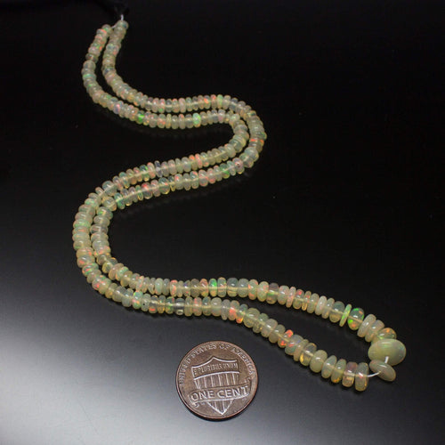 16 inches, 4-9mm, Natural Ethiopian Opal Smooth Rondelle Loose Gemstone Beads - Jalvi & Co.