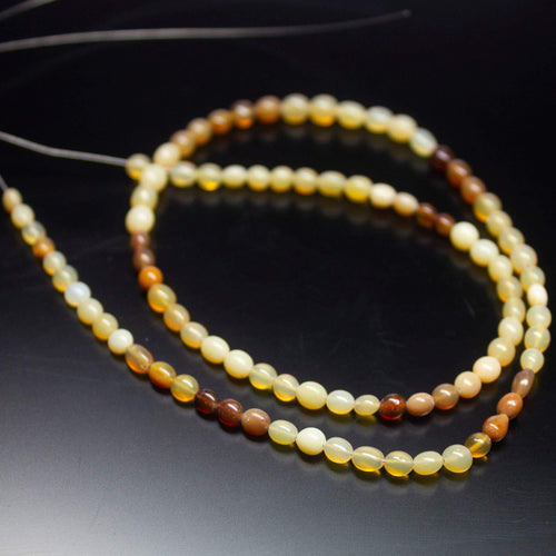 16 inches, 4mm 5mm, Natural Ethiopian Opal Smooth Oval Beads, Opal Beads - Jalvi & Co.
