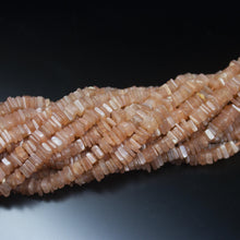 Load image into Gallery viewer, 16 inches, 4mm, Natural Peach Moonstone Smooth Heishi Square Cube Loose Beads Strand - Jalvi &amp; Co.