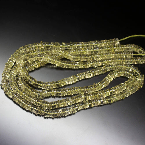 16 inches, 5-6mm, Lemon Quartz Smooth Round Heishi Tyre Wheel Loose Gemstone Beads, Quartz Beads - Jalvi & Co.