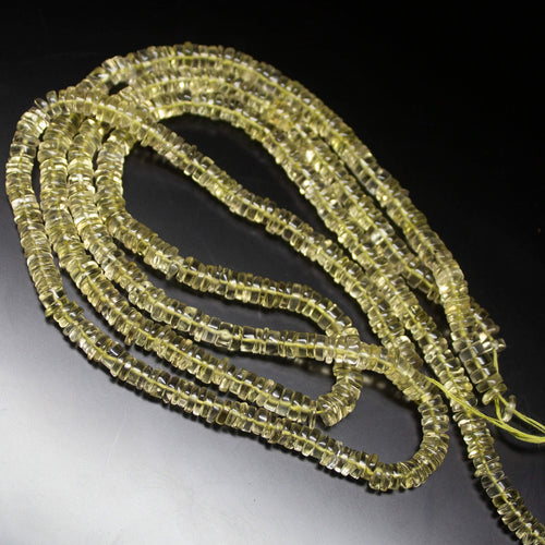 16 inches, 5-6mm, Lemon Quartz Smooth Round Heishi Tyre Wheel Loose Gemstone Beads, Quartz Beads - Jalvi & Co.