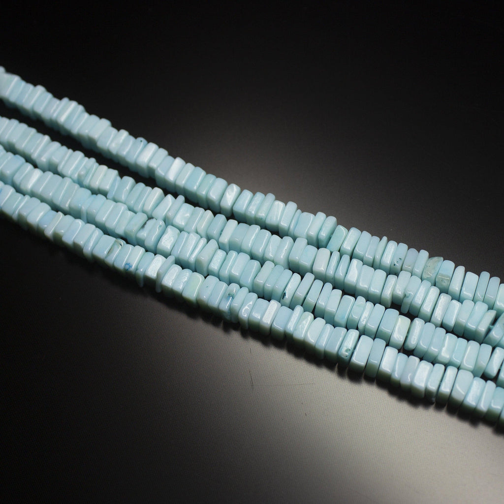 16 inches, 5-6mm, Natural Blue Peruvian Opal Smooth Heishi Cube Square Loose Gemstone Beads - Jalvi & Co.