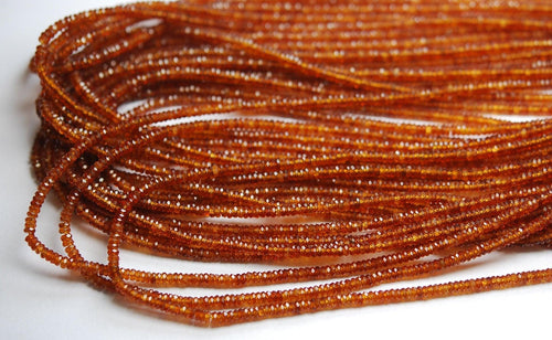 16 Inches Strand, Natural Hessonite Garnet Faceted Wheel Shape Beads 3.10mm - Jalvi & Co.