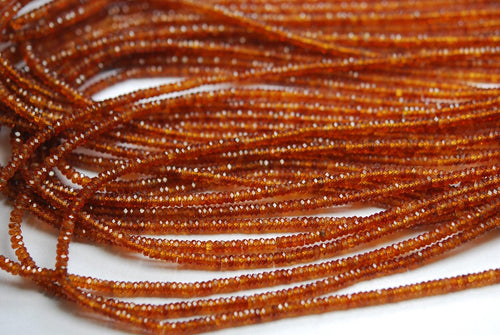 16 Inches Strand, Natural Hessonite Garnet Faceted Wheel Shape Beads 3.10mm - Jalvi & Co.