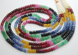 16 Inches Strand, Natural Multi Precious Faceted Rondelles Emerald, Ruby, Blue Sapphire,Yellow Sapphire,Pink Sapphire 4.5mm