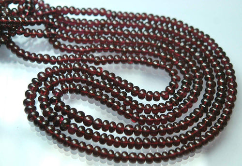 16 Inches Strands,Super Finest-Quality,Mozambique Garnet Smooth Roundelles, 4-5mm - Jalvi & Co.