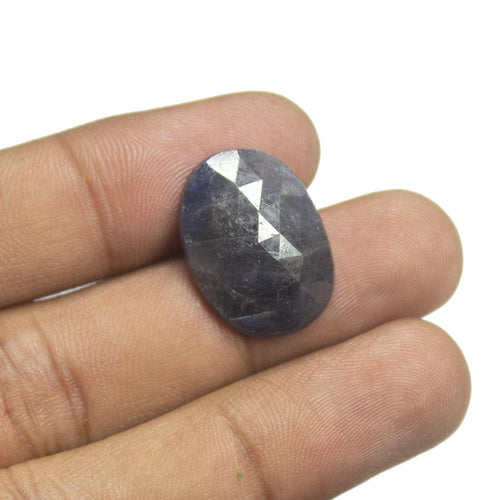 16cts Natural Untreated Unheated Blue Sapphire Rose Cut Oval Flat Back Gemstone 21x15x5mm - Jalvi & Co.