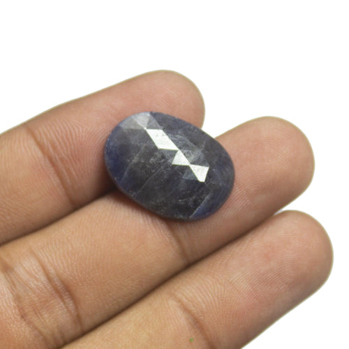 16cts Natural Untreated Unheated Blue Sapphire Rose Cut Oval Flat Back Gemstone 21x15x5mm - Jalvi & Co.