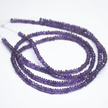 Load image into Gallery viewer, 16inch, 3-4mm, Natural Purple Amethyst Faceted Rondelle Beads, Amethyst Beads - Jalvi &amp; Co.
