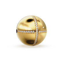 Load image into Gallery viewer, 16mm Diamond French Pave Setting Gold Beads / 14k 18k Solid Gold Round Beads / Diamond Gold Spacer / Handmade Diamond 16mm Beads Findings - Jalvi &amp; Co.