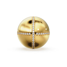 Load image into Gallery viewer, 16mm Diamond French Pave Setting Gold Beads / 14k 18k Solid Gold Round Beads / Diamond Gold Spacer / Handmade Diamond 16mm Beads Findings - Jalvi &amp; Co.