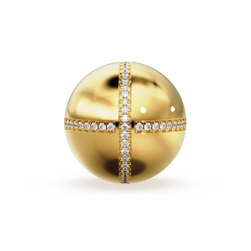 16mm Diamond French Pave Setting Gold Beads / 14k 18k Solid Gold Round Beads / Diamond Gold Spacer / Handmade Diamond 16mm Beads Findings - Jalvi & Co.