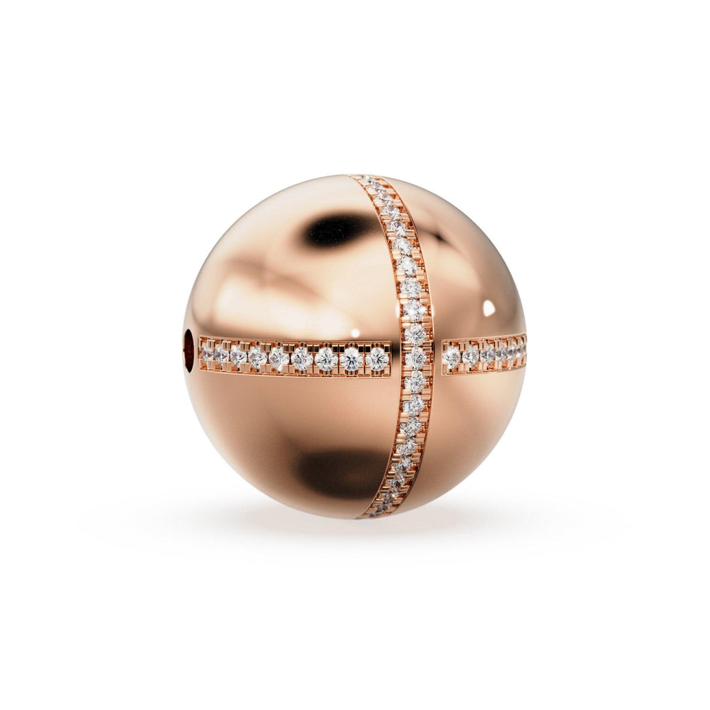 16mm Diamond French Pave Setting Gold Beads / 14k 18k Solid Gold Round Beads / Diamond Gold Spacer / Handmade Diamond 16mm Beads Findings - Jalvi & Co.