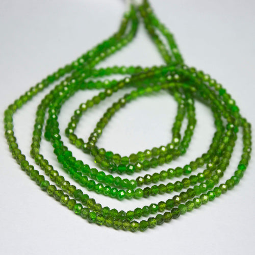 17 inch, 2.5mm, Chrome Diopside Micro Faceted Rondelle Gemstone Beads, Chrome Diopside Beads - Jalvi & Co.