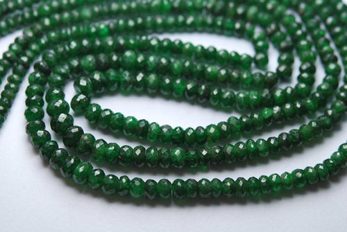 17 Inch Strand, Finest Quality, Natural Tsavorite Green Garnet Micro Faceted Rondells, 3.5-5mm Size - Jalvi & Co.
