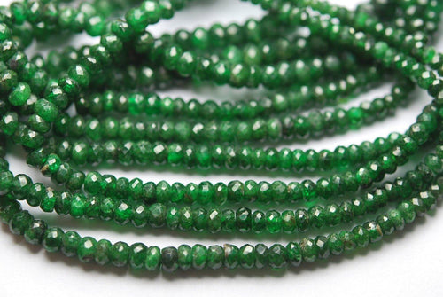 17 Inch Strand, Finest Quality, Natural Tsavorite Green Garnet Micro Faceted Rondells, 3.5-5mm Size - Jalvi & Co.