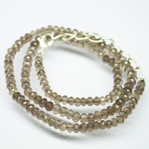 17 inches, 4mm 4.5mm, Natural Smoky Quartz Rondelle Beaded Necklace, Quartz Necklace - Jalvi & Co.