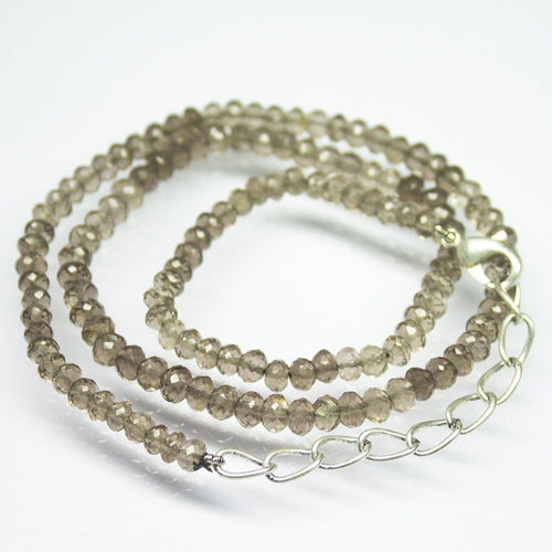 17 inches, 4mm 4.5mm, Natural Smoky Quartz Rondelle Beaded Necklace, Quartz Necklace - Jalvi & Co.