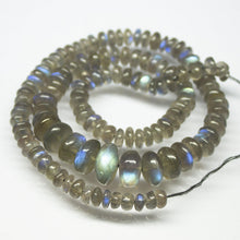 Load image into Gallery viewer, 17 inches, 5mm 13mm, Natural Labradorite AAA Grade Smooth Rondelle Large Size Beads, Labradorite Beads - Jalvi &amp; Co.