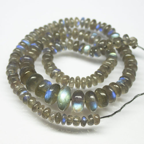 17 inches, 5mm 13mm, Natural Labradorite AAA Grade Smooth Rondelle Large Size Beads, Labradorite Beads - Jalvi & Co.