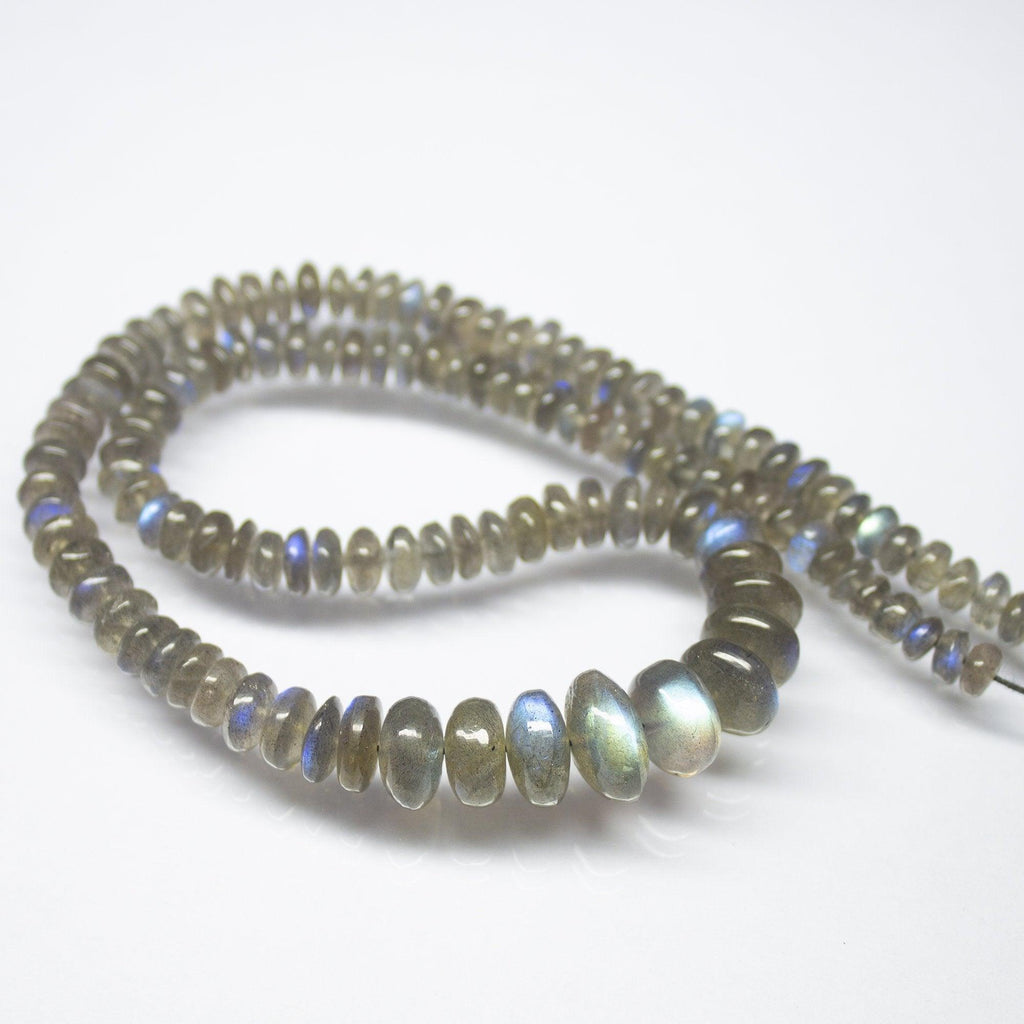 17 inches, 5mm 13mm, Natural Labradorite AAA Grade Smooth Rondelle Large Size Beads, Labradorite Beads - Jalvi & Co.