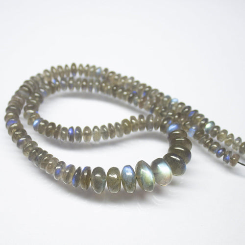 17 inches, 5mm 13mm, Natural Labradorite AAA Grade Smooth Rondelle Large Size Beads, Labradorite Beads - Jalvi & Co.