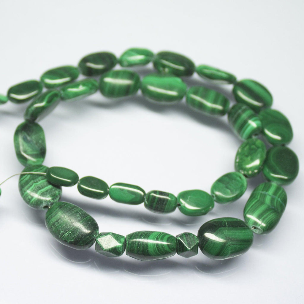 17 inches, 7mm 17mm, Natural Green Malachite Smooth Oval Shape Beads, Malachite Beads - Jalvi & Co.