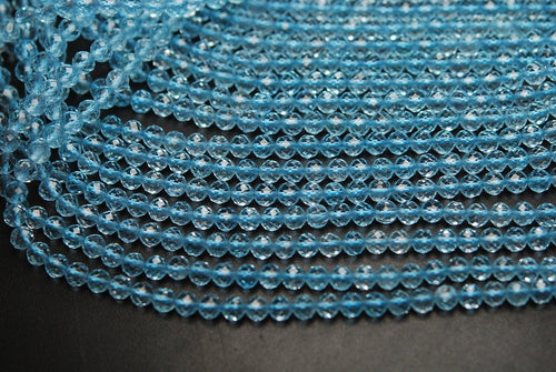 17 Inches Super Finest Quality Sky Blue Topaz Faceted Rondelles Size 4.40mm - Jalvi & Co.