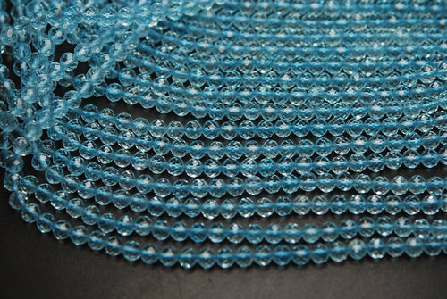 17 Inches Super Finest Quality Sky Blue Topaz Faceted Rondelles Size 4.40mm - Jalvi & Co.