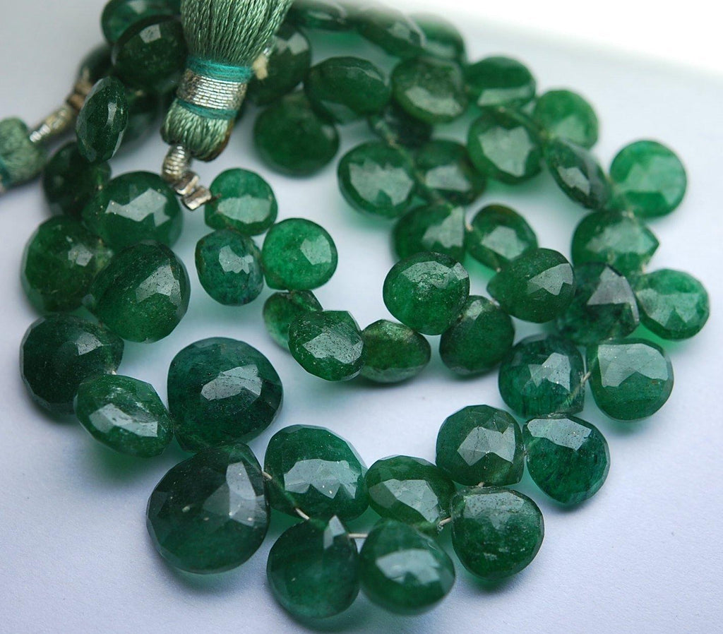 172 Carats, 8 Inch Strand, Natural Aventurine Faceted Heart Shape Briolette's, 8-12mm - Jalvi & Co.