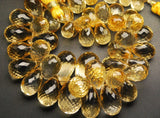 179 Carats, Finest Quality, Natural Citrine Micro Faceted Drops Shape Briolettes, 10-12mm Long,