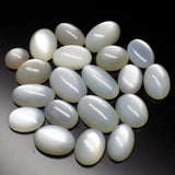 179cts, 20pc, 11-19mm, Natural White Moonstone Smooth Oval Cabochon Loose Gemstone