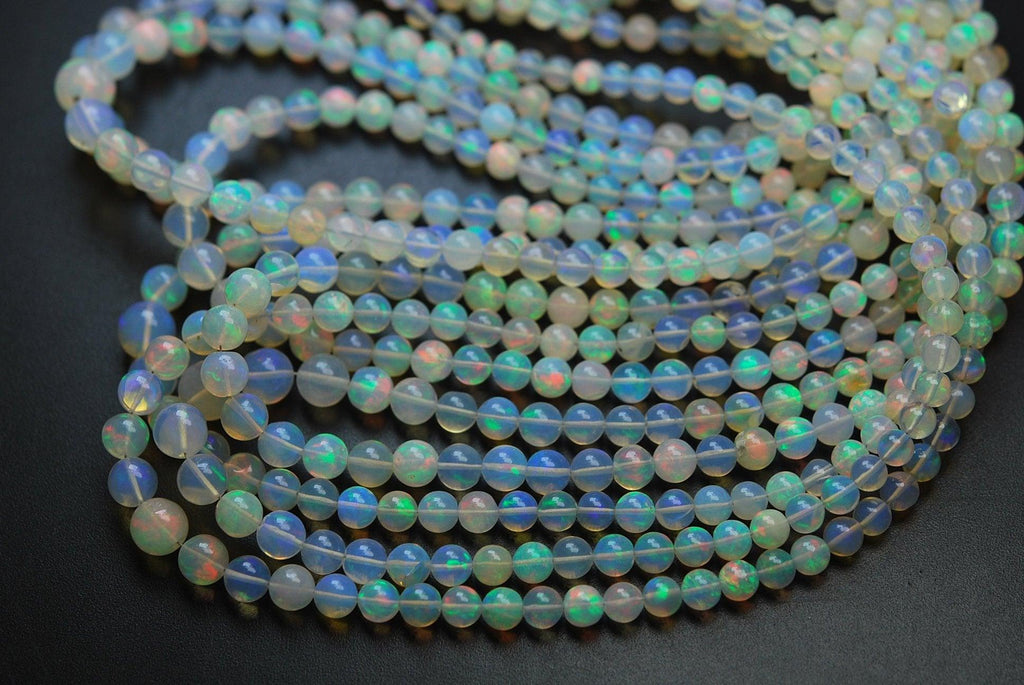 18.5 Inches, Natural Ethiopian Opal Smooth Round Rondelles,Size 4-7.5mm - Jalvi & Co.