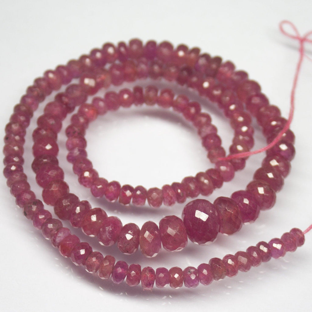 18" Full Strand, AAA Grade Pink Sapphire Faceted Rondelle Shape Gemstone Beads, Sapphire Beads, 5mm 11mm - Jalvi & Co.